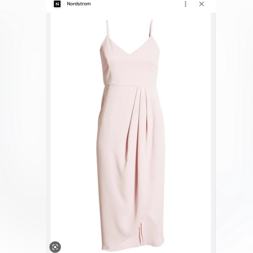 Lulus Reinette V-Neck Midi Dress in Dusty Pink